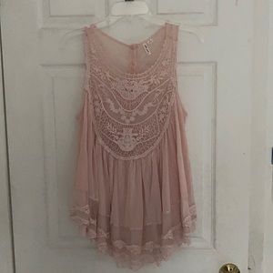 Ultra Pink Lace Blouse Tank Top